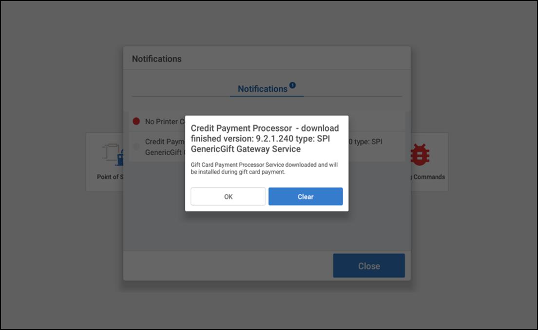 View gift card service popup