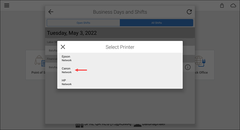 Select printer prompt