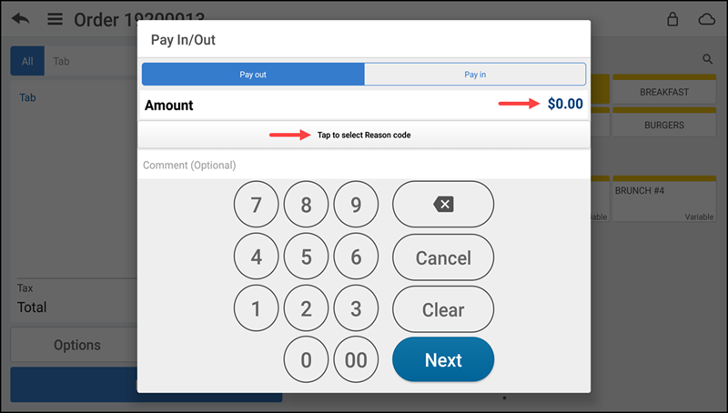 Tap Pay In/Out