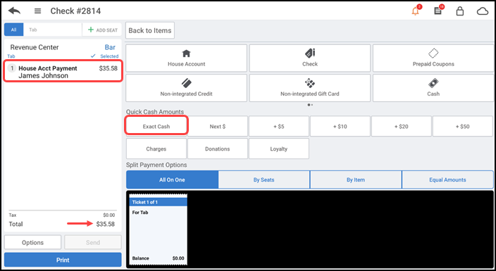 Type the amount the customer is paying or leave balance due amount.