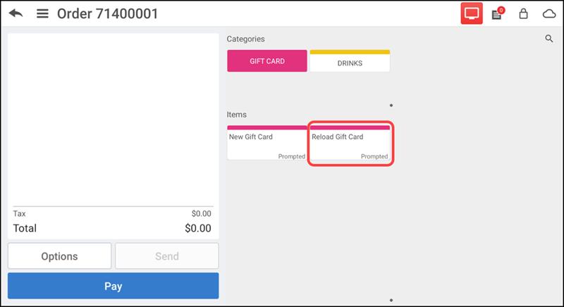 Tap the Gift Card category