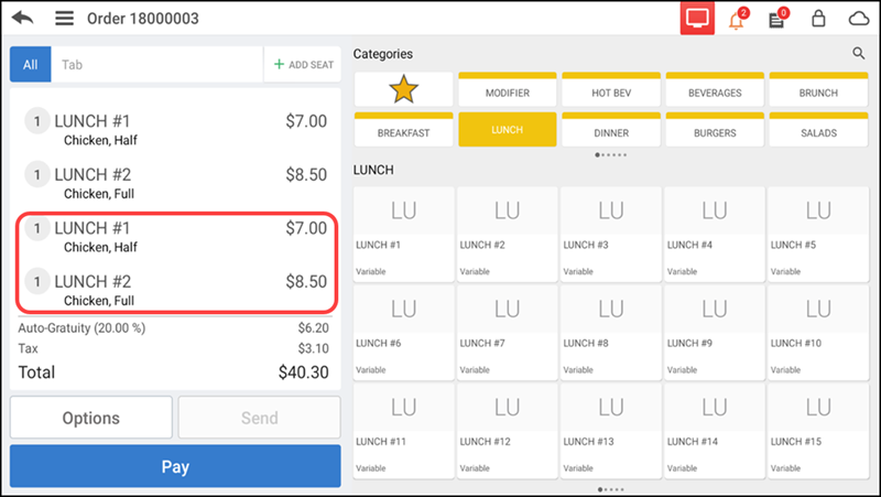Showing repeated items