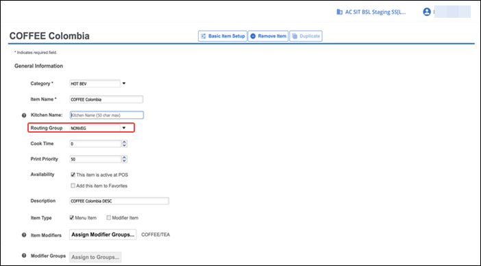assigning items to a printer group