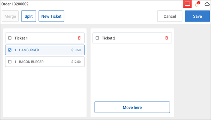 Split item screen