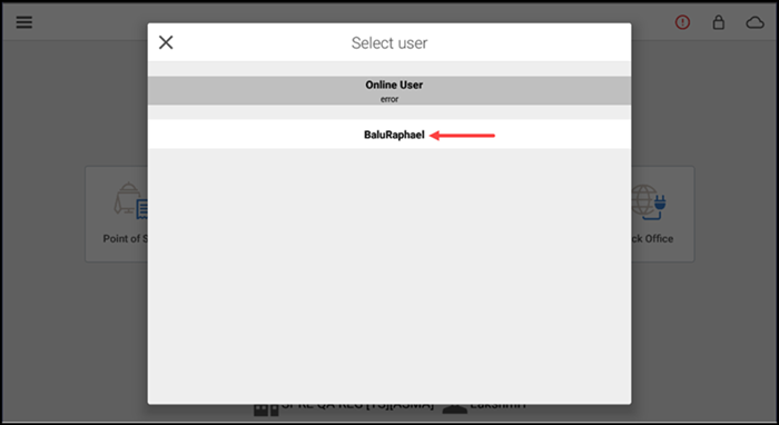 Select User screen