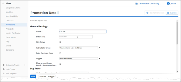Select Previously created promotion and click Duplicate