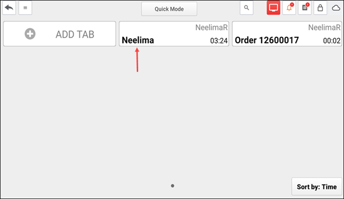 Return to the TABS screen