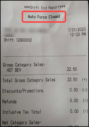 Shift End report
