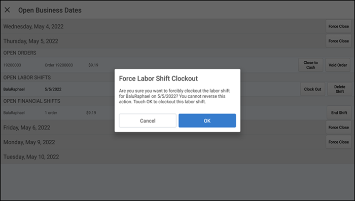 Clock Out prompt
