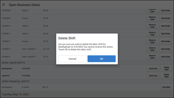 Delete Shift prompt