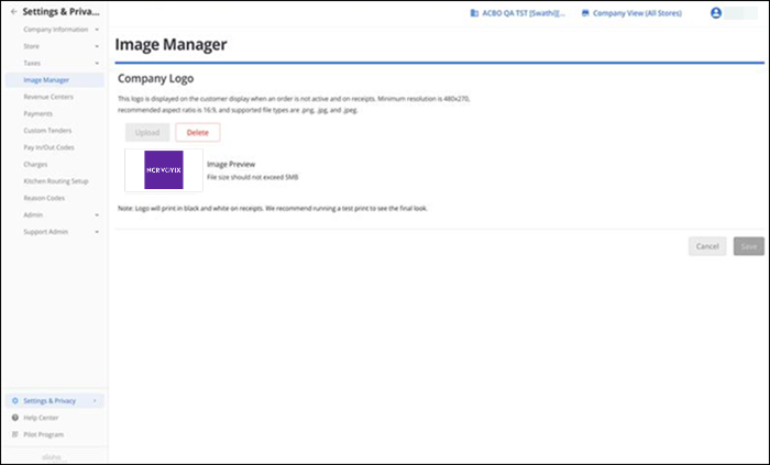 Image manager screen