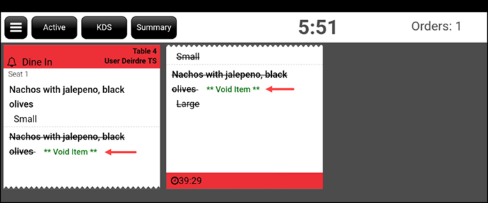 Viewing the void item screen