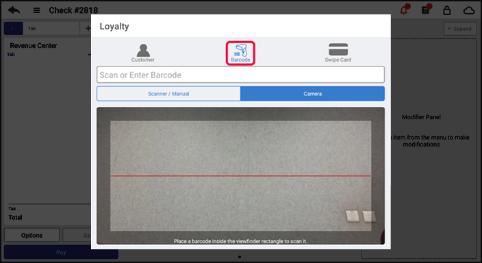 Barcode screen
