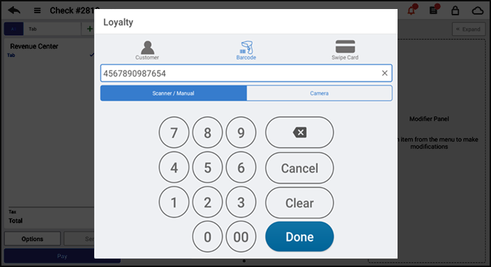 Entering an account number