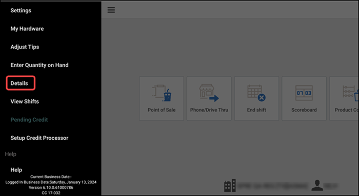Tap menu icon to view slide out menu