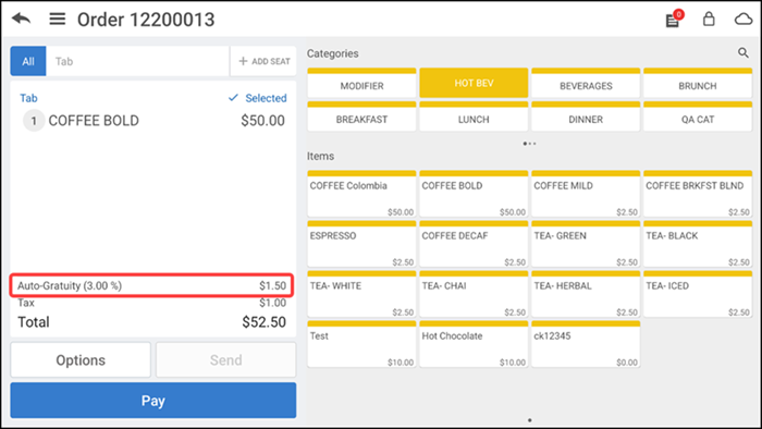 Ensure guest check is active on the order entry screen