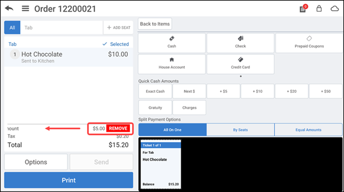 Ensure the guest check is active on the order entry screen