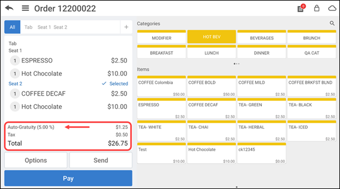 Ensure the guest check is active on the order entry screen