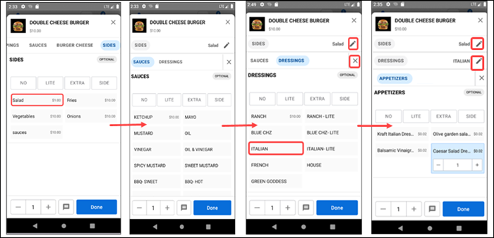 Nested modifiers flow
