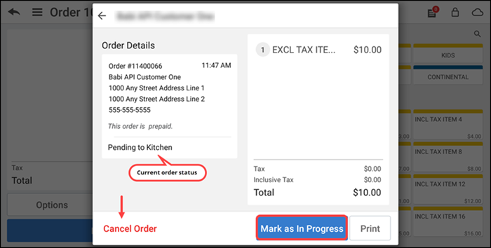 Tap Preview to view order details