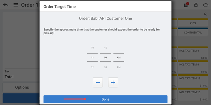 Set the order target time
