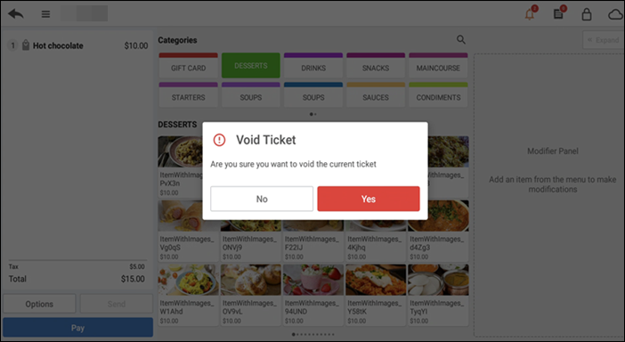 Tap Options then Delete ticket