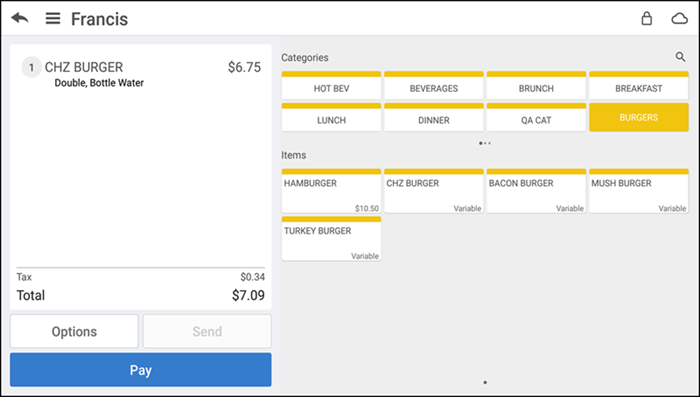 Add items to the guest check
