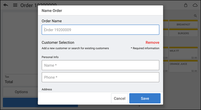 Tap New Customer to add a customer