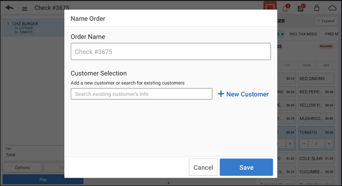 Tap New Customer to add a customer