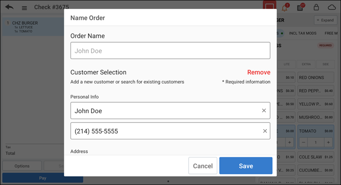 Tap New Customer to add a customer