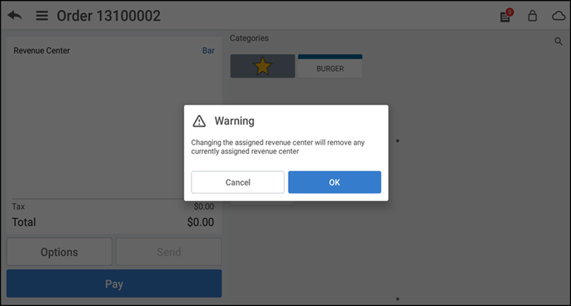 Warning popup