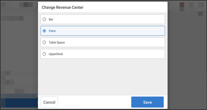 Select desired revenue center