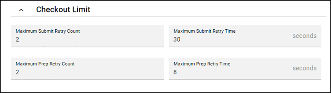 Checkout Limit Section of Checkout and Payments tab