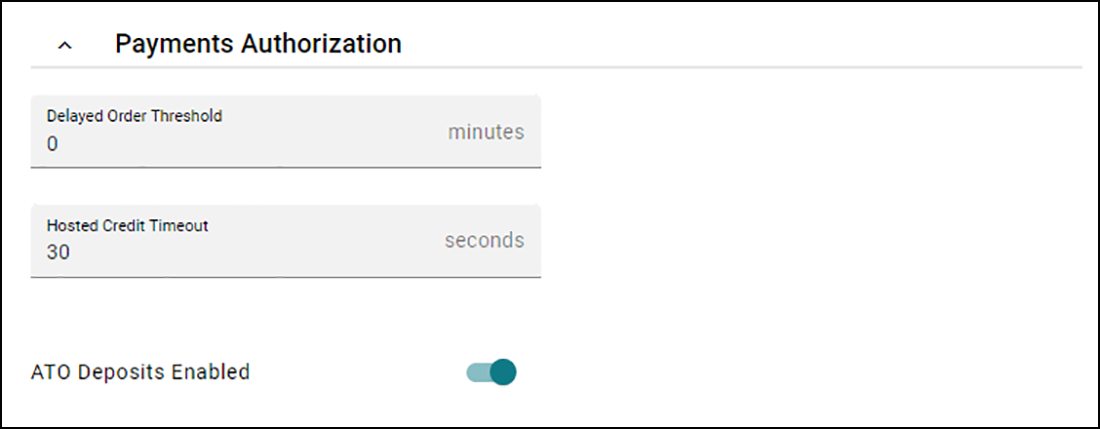 Payments Authorization Section of Checkout and Payments tab