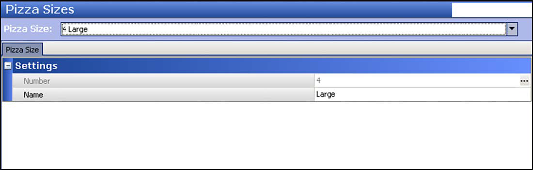 Sample of advanced pizza, pizza sizes.