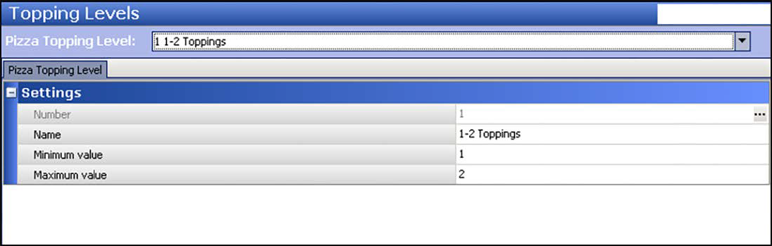 Sample of advanced pizza, pizza topping levels.