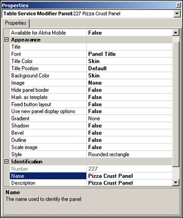 Sample of modifier panel properties dialog box showing crust