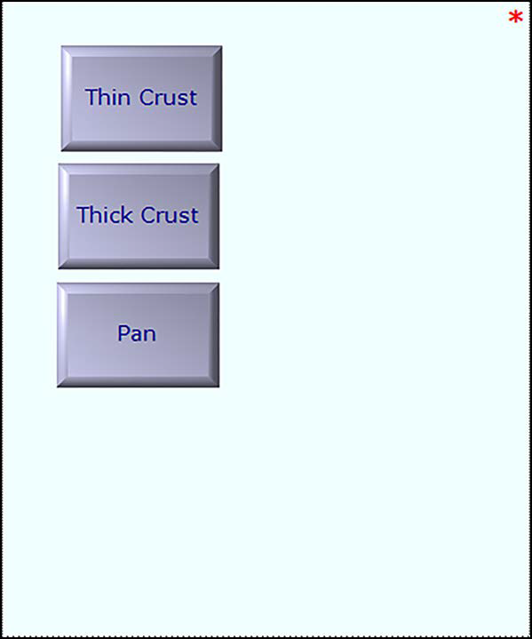 Sample of pizza crust modifier panel.