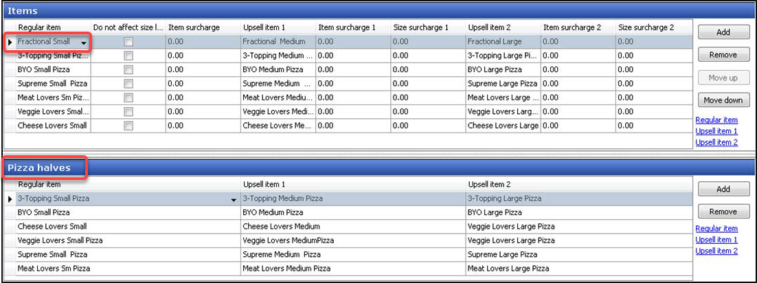 Sample of components qs with pizza halves group bar