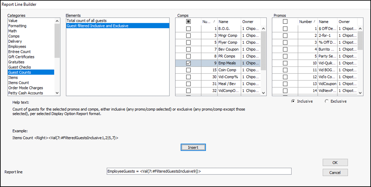 Adding guest count variable report line builder