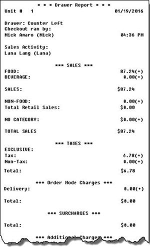 Summarized total may appear in Drawer Balance section