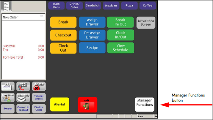 Manager Function button example