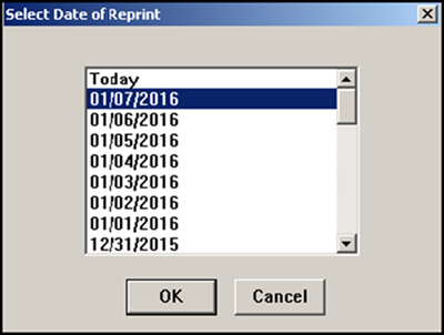Select the date to reprint