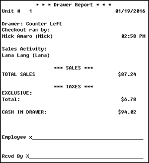 Sample report reflecting the three sections