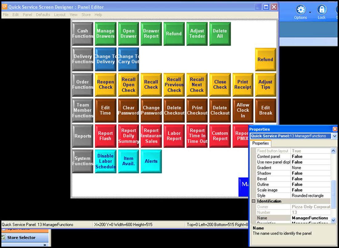 Example Manager Menu in Panel Editor