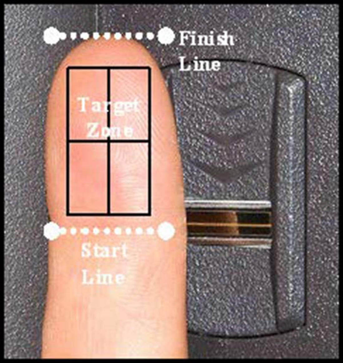 Target zone to slide finger to capture fingerprint