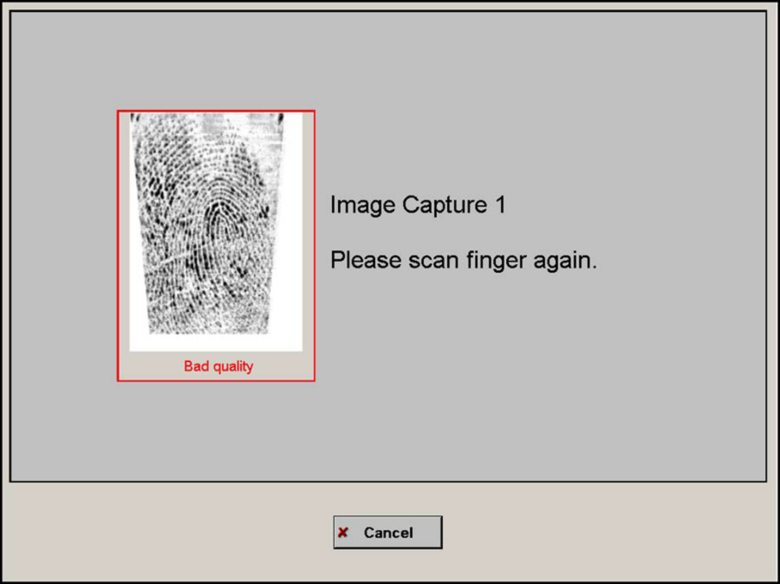 Failure to capture fingerprint image