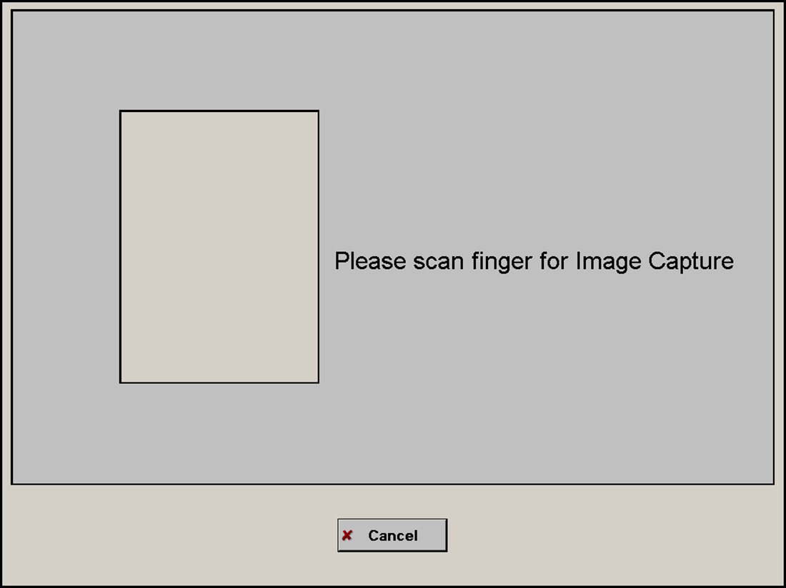 Sample screen to capture fingerprint