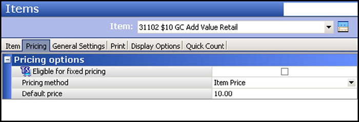 Select the Pricing tab