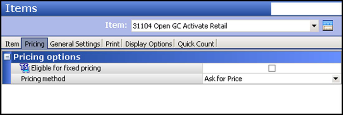 Select the Pricing tab